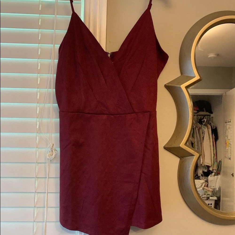 Maroon velvet romper
